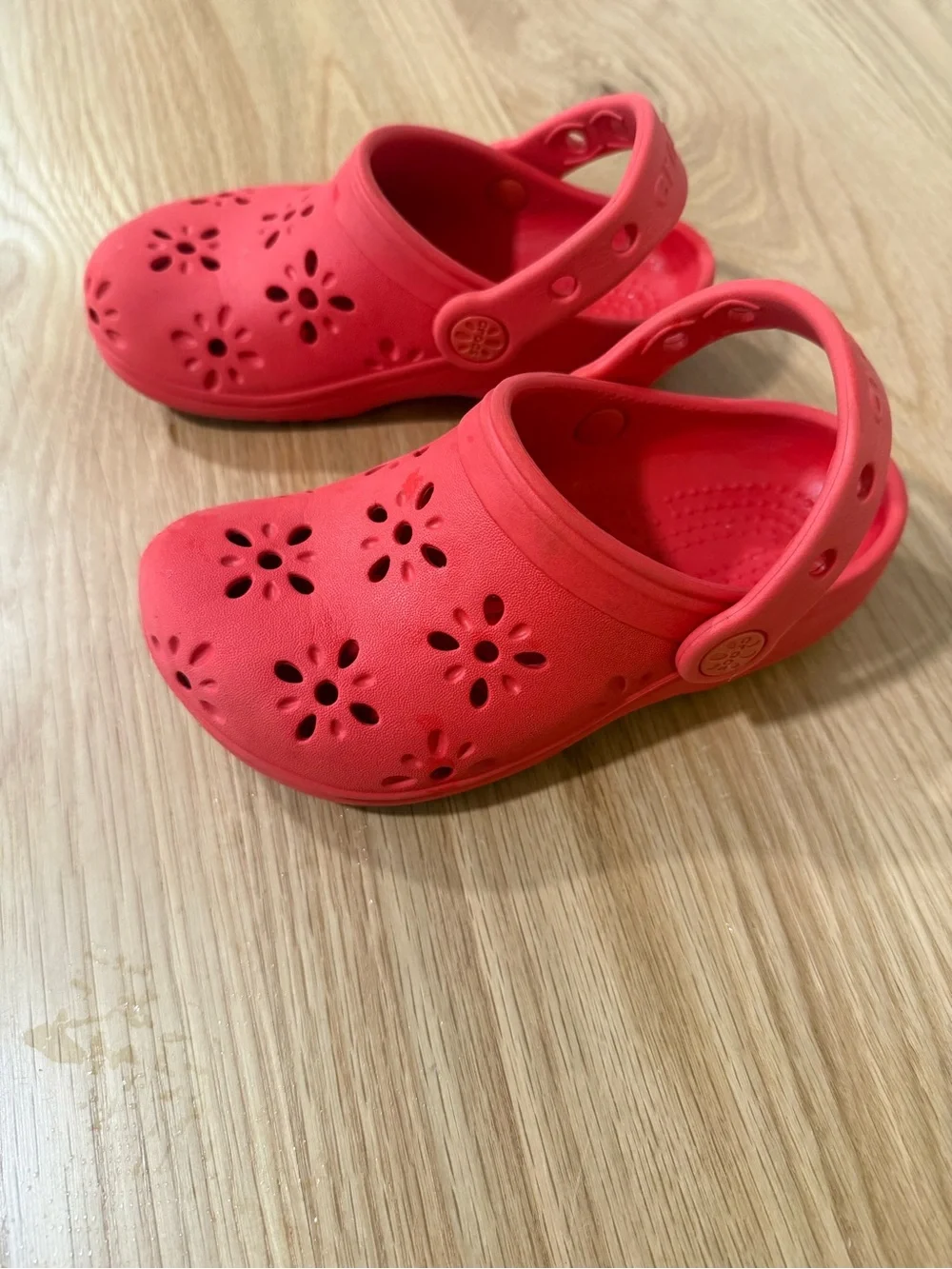 CROCS Kids Red Floral Cutout Clogs